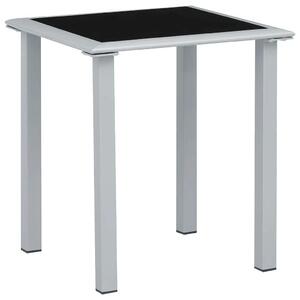 VidaXL fekete és ezüst acél és üveg kerti asztal 41 x 41 x 45 cm