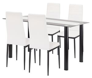 Denton 4+1 étkező garnitúra fehér-fekete