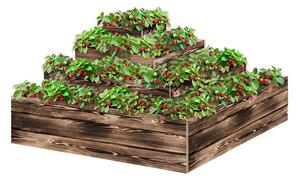 ATMOWOOD Sarok 4-emeletes fa virágágyás 120 x 120 x 60 cm - égetett felület