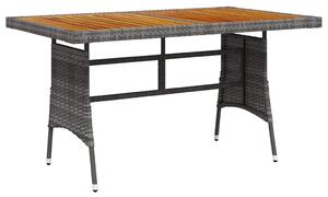 Szürke polyrattan és tömör akácfa kerti asztal 130 x 70 x 72 cm