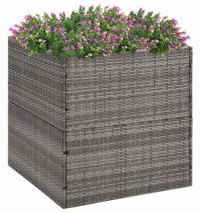 Szürke polyrattan kerti ültetőláda 80x80x80 cm