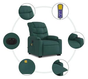 VidaXL sötétzöld szövet dönthető elektromos álló masszázsfotel