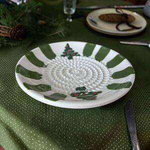 Verde Navidad kézzel festett spanyol karácsonyi kerámia kistányér – 12 cm