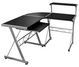 Fekete szerelt fa sarok számítógépasztal 132 x 112 x 99 cm