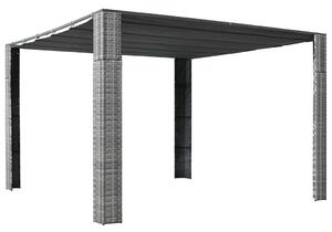Szürke és antracit polyrattan pavilon tetővel 300x300x220 cm