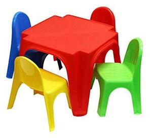 Starplast gyerek Asztal 4 székkel - piros-zöld