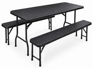 JAKS Összecsukható fekete sörpad garnitúra 180 cm