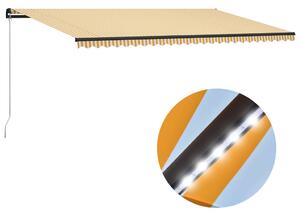 VidaXL sárga és fehér kézzel kihúzható LED-es napellenző 600x300 cm