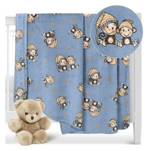 Bellatex baba takaró Ella Monkey kék , 100 x 150cm