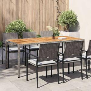 Szürke polyrattan és akácfa kerti asztal 190 x 90 x 75 cm