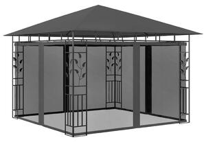 Antracitszürke pavilon szúnyoghálóval 3 x 3 x 2,73 m 180 g/m²