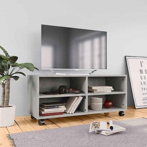 Betonszürke szerelt fa TV-szekrény görgőkkel 90 x 35 x 35 cm