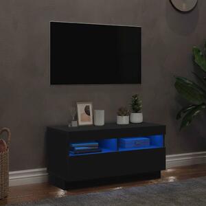 Fekete TV-szekrény LED-lámpákkal 80 x 35 x 40 cm