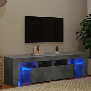 Betonszürke TV-szekrény LED-lámpákkal 140 x 36,5 x 40 cm