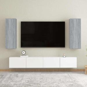 2 db szürke sonoma színű szerelt fa TV-szekrény 30,5x30x90 cm