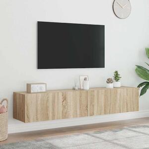 2 db sonoma tölgy színű fali TV-szekrény LED-del 80x35x31 cm