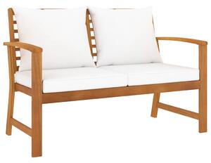 Tömör akácfa kerti pad krémszínű párnával 120 cm