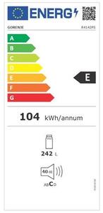 Gorenje R4142PS Egyajtós hűtőszekrény, 242L, M:143, E energiaosztály, Ezüst