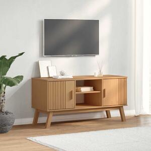 OLDEN barna tömör fenyőfa TV-szekrény 114 x 43 x 57 cm