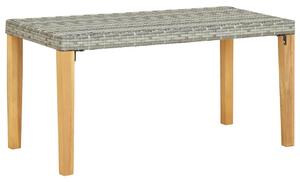 Szürke polyrattan és tömör akácfa kerti pad 120 cm