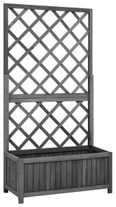 Fekete tömör fenyőfa virágláda ráccsal 70 x 30 x 135 cm