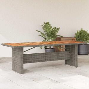 Szürke polyrattan kerti asztal akácfa lappal 240 x 90 x 75 cm