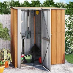 Horganyzott acél, fahatású kerti fészer 180,5 x 97 x 209,5 cm