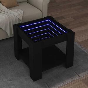 Fekete szerelt fa dohányzóasztal LED-del 53 x 53 x 45 cm