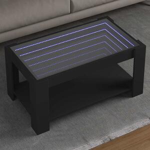 Fekete szerelt fa dohányzóasztal LED-del 93 x 53 x 45 cm