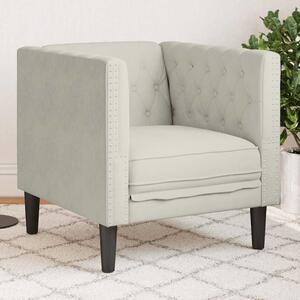 Krémszínű bársony Chesterfield kanapéfotel