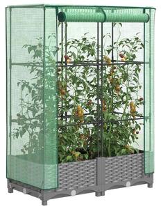 Rattan megjelenésű magaságyás melegháztakaróval 80x40x123 cm