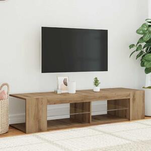 Kézműves tölgy szerelt fa TV-szekrény LED-ekkel 135x39x30 cm