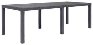 Barna rattan küllemű műanyag kerti asztal 220 x 90 x 72 cm