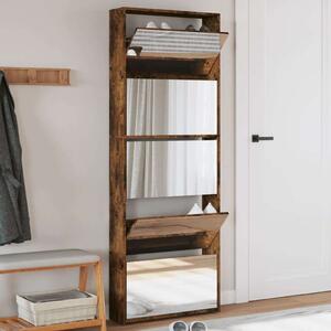 VidaXL Cipőszekrény - 5 Szint - Tükör - Füstös Tölgy - 63x17x169,5cm