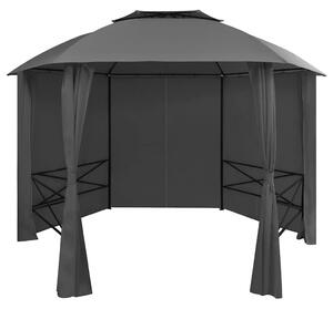 Hatszögű kerti pavilon függönnyel 360 x 265 cm