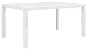 Fehér rattan hatású műanyag kerti asztal 150 x 90 x 72 cm