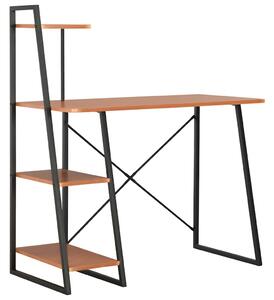 Fekete és barna íróasztal polcrendszerrel 102 x 50 x 117 cm