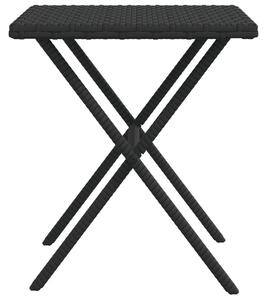 VidaXL 2 db fekete polyrattan napozóágy asztallal
