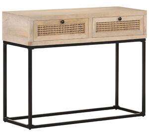 Tömör mangófa és természetes nád tálalóasztal 100 x 35 x 76 cm