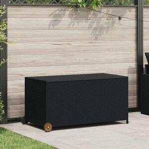 Fekete polyrattan kerti tárolóláda 120 x 65 x 61 cm