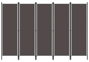 Antracitszürke 5 paneles paraván 250 x 180 cm