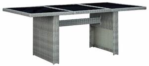 Sötétszürke polyrattan és edzett üveg kerti asztal
