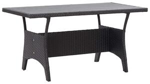 Fekete polyrattan kerti asztal 120 x 70 x 66 cm