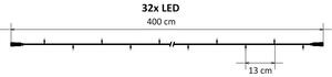 LED fényfüzér - 4 m, 32 dióda - meleg fehér LED