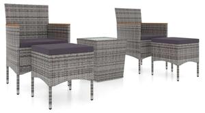 VidaXL 5 részes szürke polyrattan kerti bisztrószett