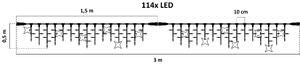 LED fényjégcsap - FLASH, 3x0,5m, fehér kábel, hideg fehér -IP67