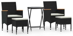 VidaXL Polyrattan Kerti Bisztrószett - 5 részes - Fekete