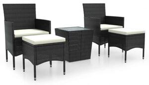 VidaXL Polyrattan Kerti Bisztrószett - 5 részes, Fekete