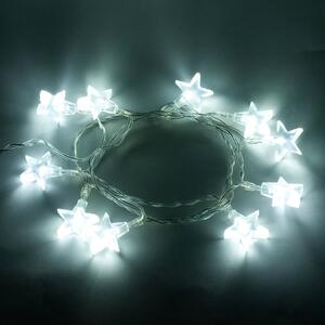 Karácsonyi LED csillagocskák – jégfehér, elemes, 1,8 m