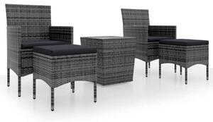 VidaXL Kerti Bisztrószett - 5 részes - Szürke Polyrattan